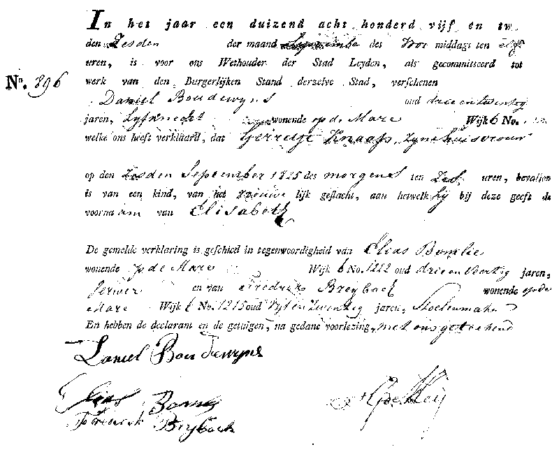 18250906 geb akte 896 Elisabeth dv D Boudewijns - G Knaap